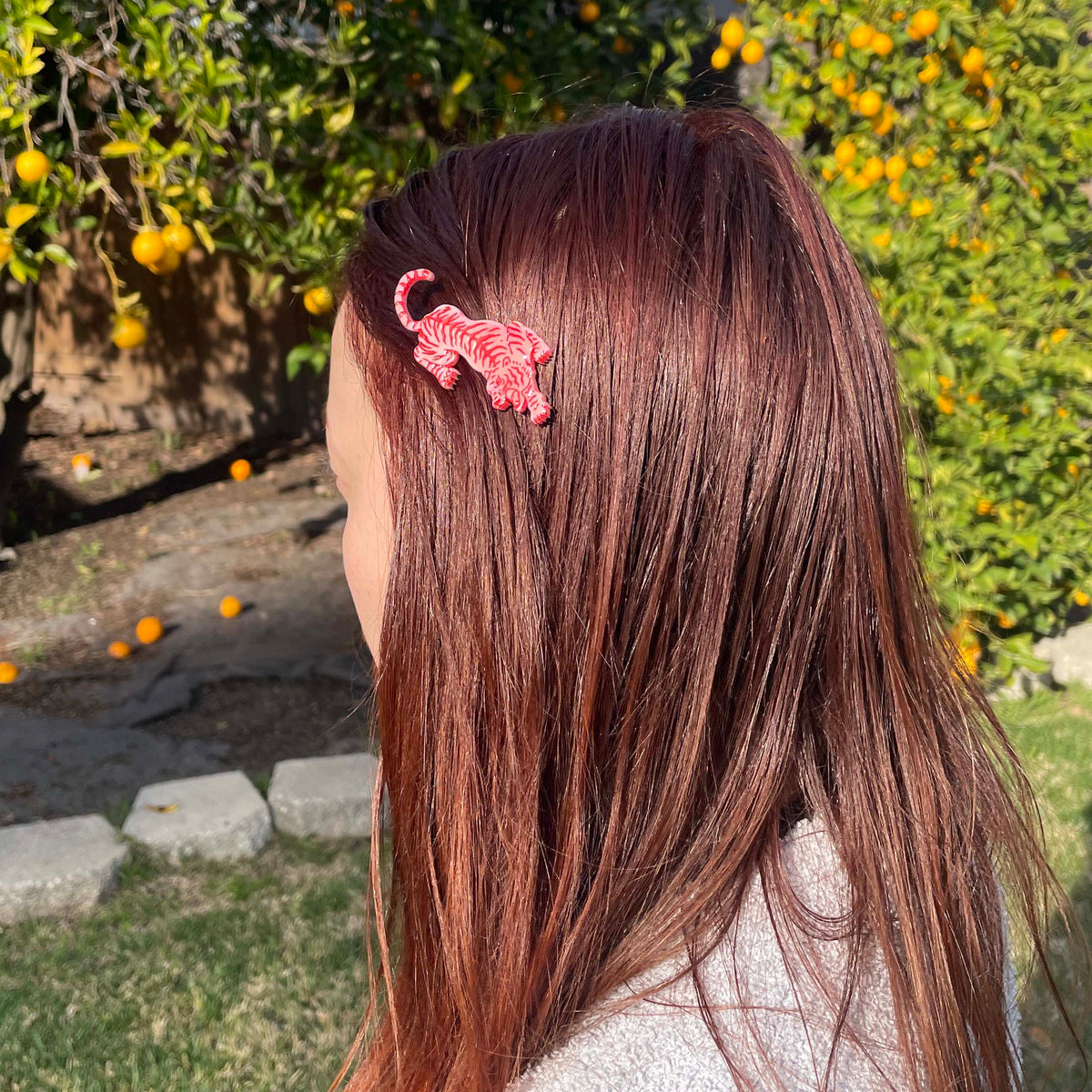 orange tiger lily hair clip Marbled Orange Tiger Hair Clips
