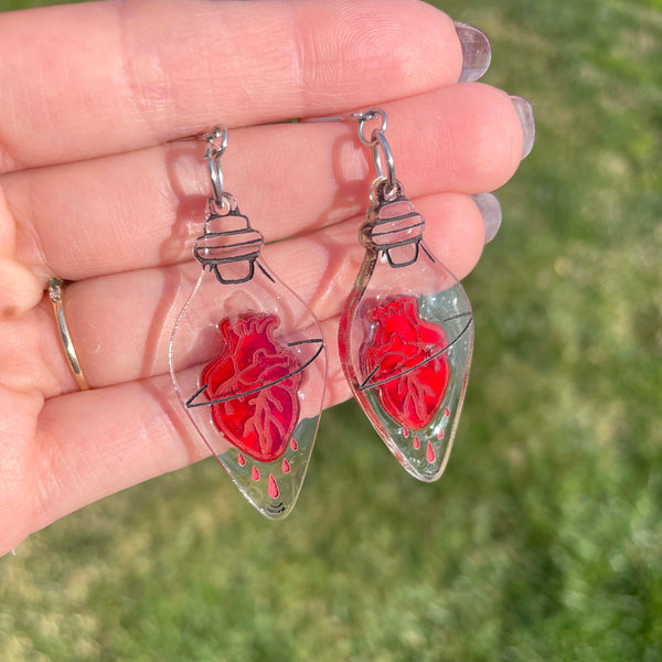 Bottled Red Heart Earrings