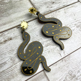 Black and Gold Celestial Snake Earrings