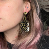 Black and Gold Celestial Snake Earrings