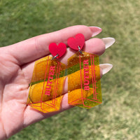 Butter Earrings | Glitter with Red | Acrylic Statement Earrings | Hypoallergenic Earrings