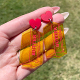 Butter Earrings | Glitter with Red | Acrylic Statement Earrings | Hypoallergenic Earrings