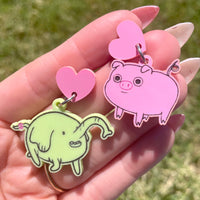 Tree Trunks and Mr. Pig Earrings