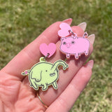 Tree Trunks and Mr. Pig Earrings