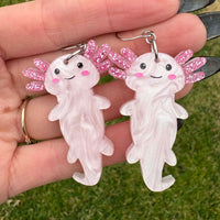 Pink Axolotl Earrings