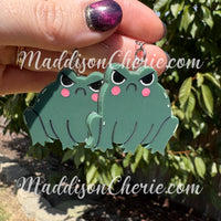 Large Grumpy Frog Earrings