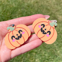 Happy Pumpkin Earrings | Acrylic Statement Earrings | Hypoallergenic Earrings