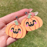 Happy Pumpkin Earrings | Acrylic Statement Earrings | Hypoallergenic Earrings