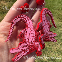 Big Pink Crocodile Earrings