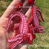 Big Pink Crocodile Earrings