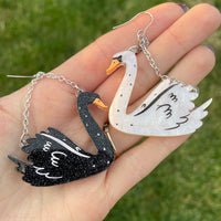 Black and White Swan Earrings