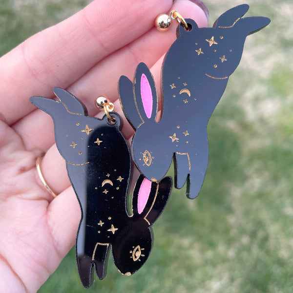 Black Celestial Rabbit Earrings