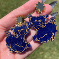 Two Headed Calf Earrings - Starry Blue