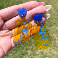 Butter Earrings | Glitter with Blue | Acrylic Statement Earrings | Hypoallergenic Earrings