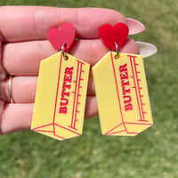 Butter Earrings | Red | Acrylic Statement Earrings | Hypoallergenic Earrings