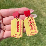 Butter Earrings | Red | Acrylic Statement Earrings | Hypoallergenic Earrings