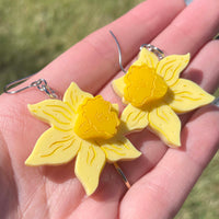 Yellow Daffodil Flower - Acrylic Earrings