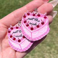 eat the rich | Pink Cake Earrings