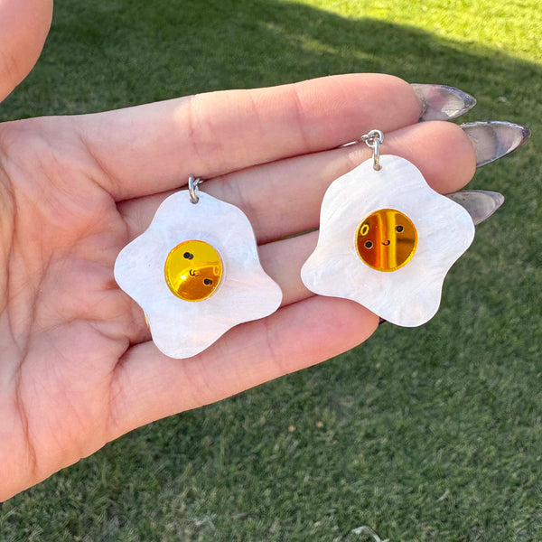 Fried Egg Earrings | Acrylic Statement Earrings | Hypoallergenic Earrings