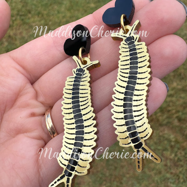 Gold Centipede Earrings