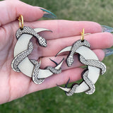 Gold Moon Snake Earrings