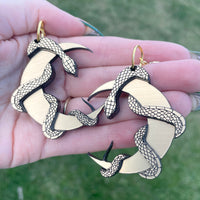 Gold Moon Snake Earrings
