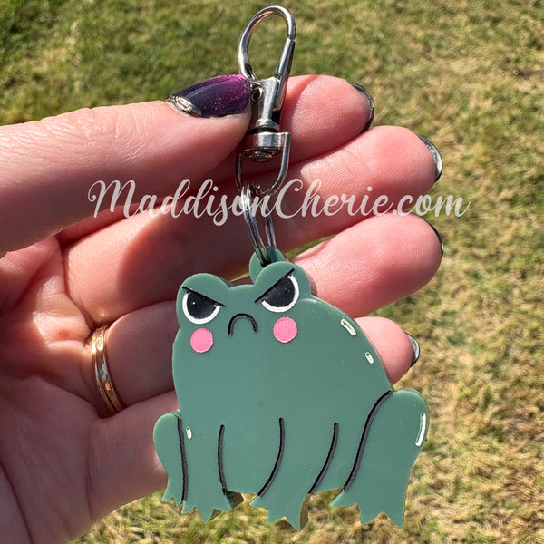Grumpy Frog Keychain or Bag Charm