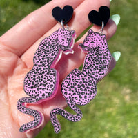 Hot Pink Leopard Earrings