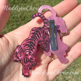 Pink and Black Marbled Tiger Hair Clips - Set of 2 Clips