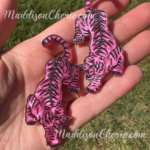 Pink and Black Marbled Tiger Hair Clips - Set of 2 Clips