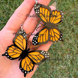 Large Orange Monarch Butterfly Earrings