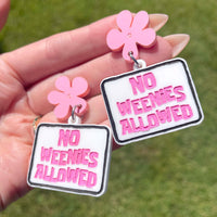 No Weenies Allowed - White Earrings