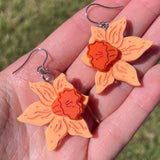 Orange Daffodil Flower - Acrylic Earrings