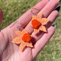 Orange Daffodil Flower - Acrylic Earrings