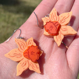 Orange Daffodil Flower - Acrylic Earrings