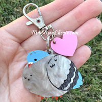 Large Round Pigeon Keychain or Bag Charm