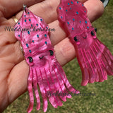 Large Happy Pink Squid Earrings