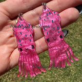 Large Happy Pink Squid Earrings