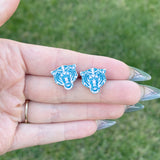 Pink and Blue Tiger Face Stud Earrings