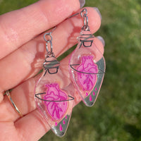 Bottled Pink Heart Earrings