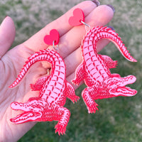 Pink Crocodile Earrings