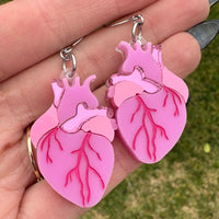 Pink Anatomical Heart Earrings