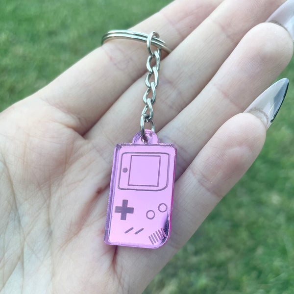 CLEARANCE - Pink Mirrored Gameboy Keychain