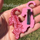 Pink and Red Tiger Hair Clips - Set of 2 Clips