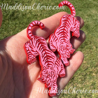 Pink and Red Tiger Hair Clips - Set of 2 Clips