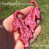 Pink and Red Tiger Hair Clips - Set of 2 Clips