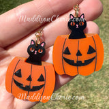 Halloween Pumpkin Cat Earrings