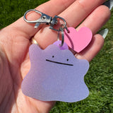 Blue, Purple or Glitter Purple Smiling Blob Keychain Bag Charm