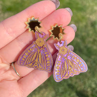 Purple Celestial Moth Earrings