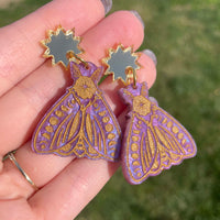 Purple Celestial Moth Earrings